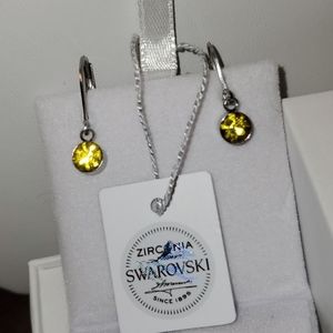 Yellow citrine Swarovski Crystal Drop Ear…